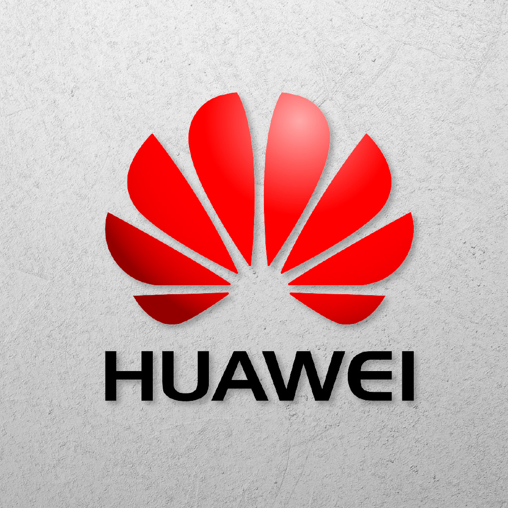The Huawei logo on a gray background.