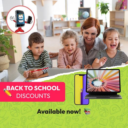 An enticing 'Back to School Sale' image highlighting 'One Hour Device Repair' services for a seamless return to school.