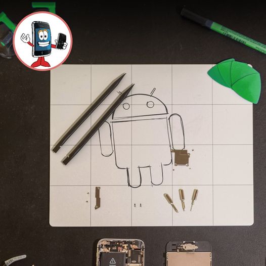 A paper drawing depicting an android, showcasing One Hour Device Repair's expertise in diagnosing and resolving device problems efficiently.