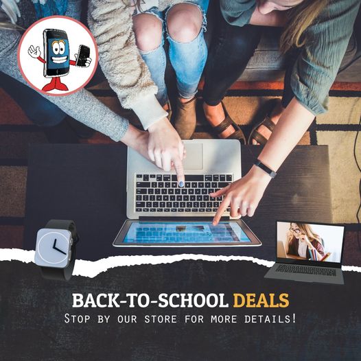Promotional image for a 'Back to School Sale' featuring 'One Hour Device Repair' services.