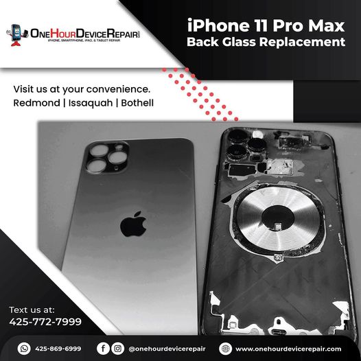 Efficient iPhone 11 Pro Max black glass replacement - Visit One Hour Device Repair for quick iPhone repairs.
