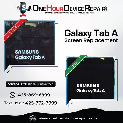 Get your Samsung Galaxy Tab A screen replaced quickly and professionally at One Hour Device Repair.