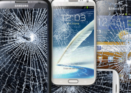 Damaged Samsung Galaxy S4 phones with shattered screens. Get your device fixed quickly with One Hour Device Repair.