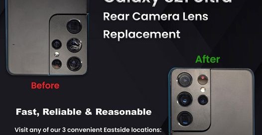 One Hour Device Repair provides professional lens replacement service for Galaxy S21 Ultra, ensuring optimal camera functionality. Samsung S21 Ultra Camera Lens Repair