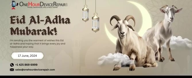 Celebrate Eid al-Adha with a festive image of 'eid al-adha mubarak' written in elegant calligraphy.