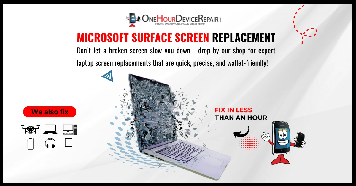 microsoft surface SCREEN REPLACEMENT Microsoft Surface Screen Cracked? Trusted Repair in Redmond by One Hour Device Repair