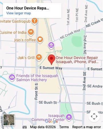 Issaquah Location map of Issaquah location of One Hour Device Repair